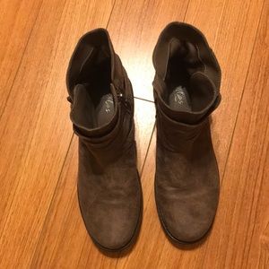 Faux Suede Brown Boots, Size 9